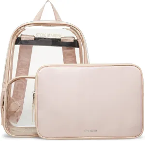 Steve Madden Clear Backpack with Tech Pouch, Nude