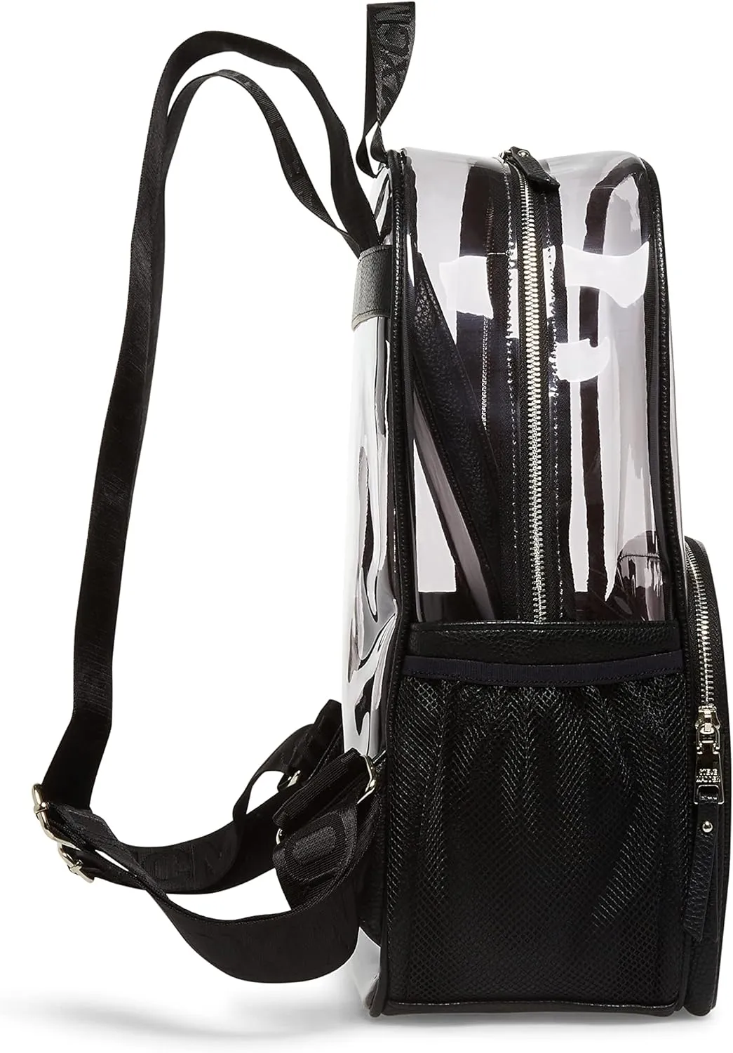 Steve Madden Women's Clear Backpack with Tech Pouch, Black, One Size