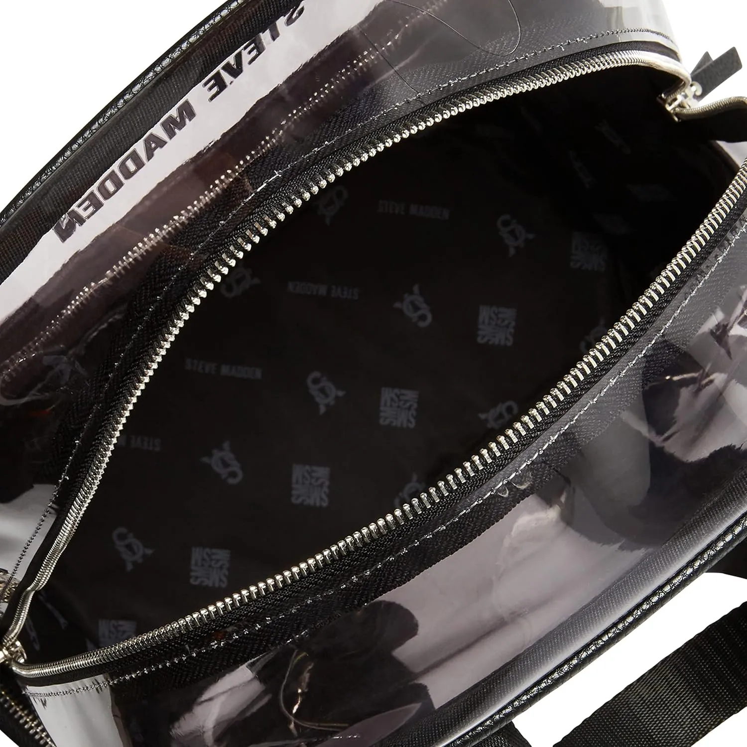 Steve Madden Women's Clear Backpack with Tech Pouch, Black, One Size