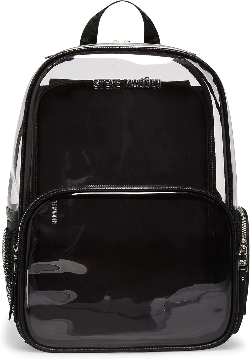 Steve Madden Women's Clear Backpack with Tech Pouch, Black, One Size