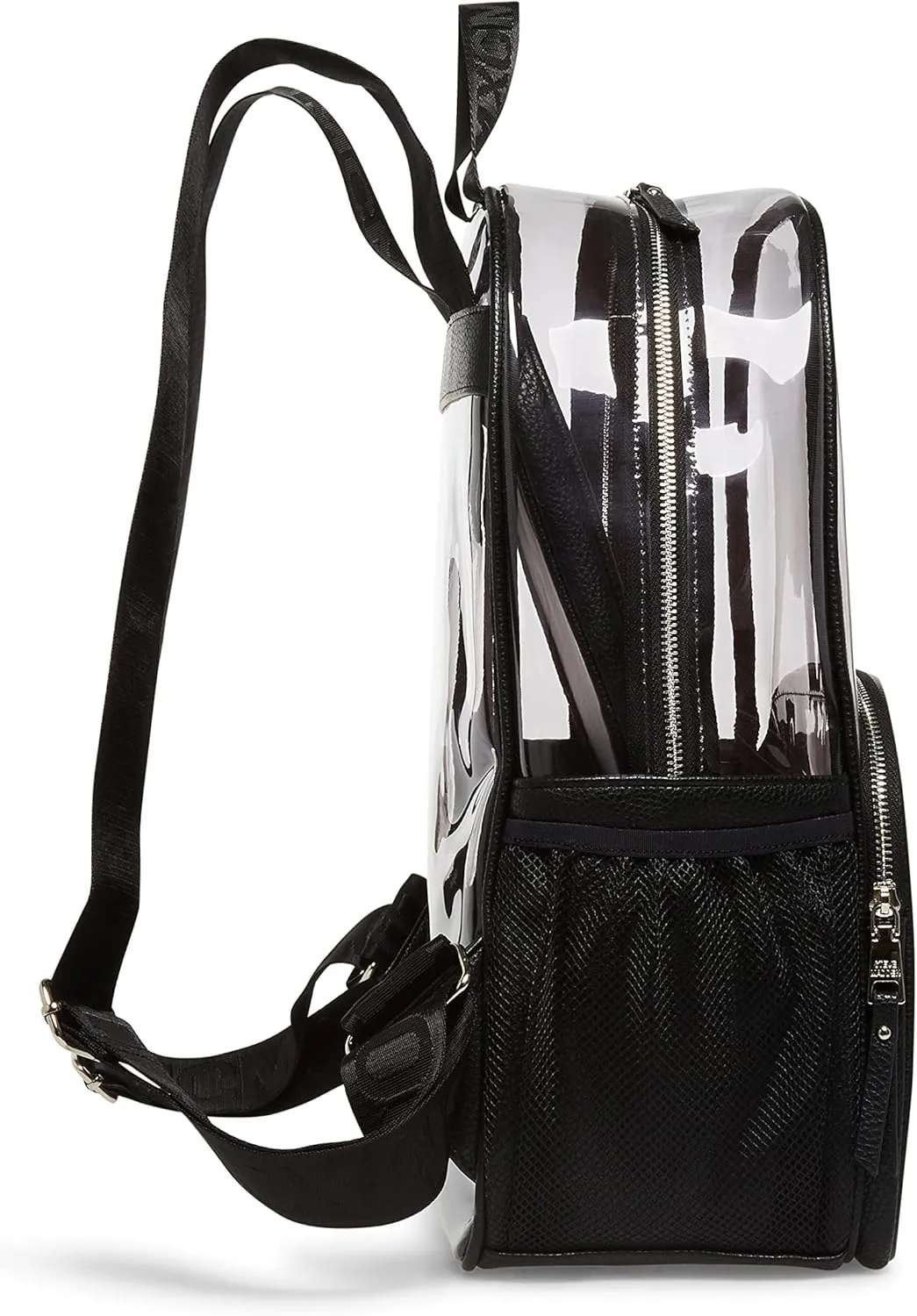 Steve Madden Women's Clear Backpack with Tech Pouch, Black, One Size