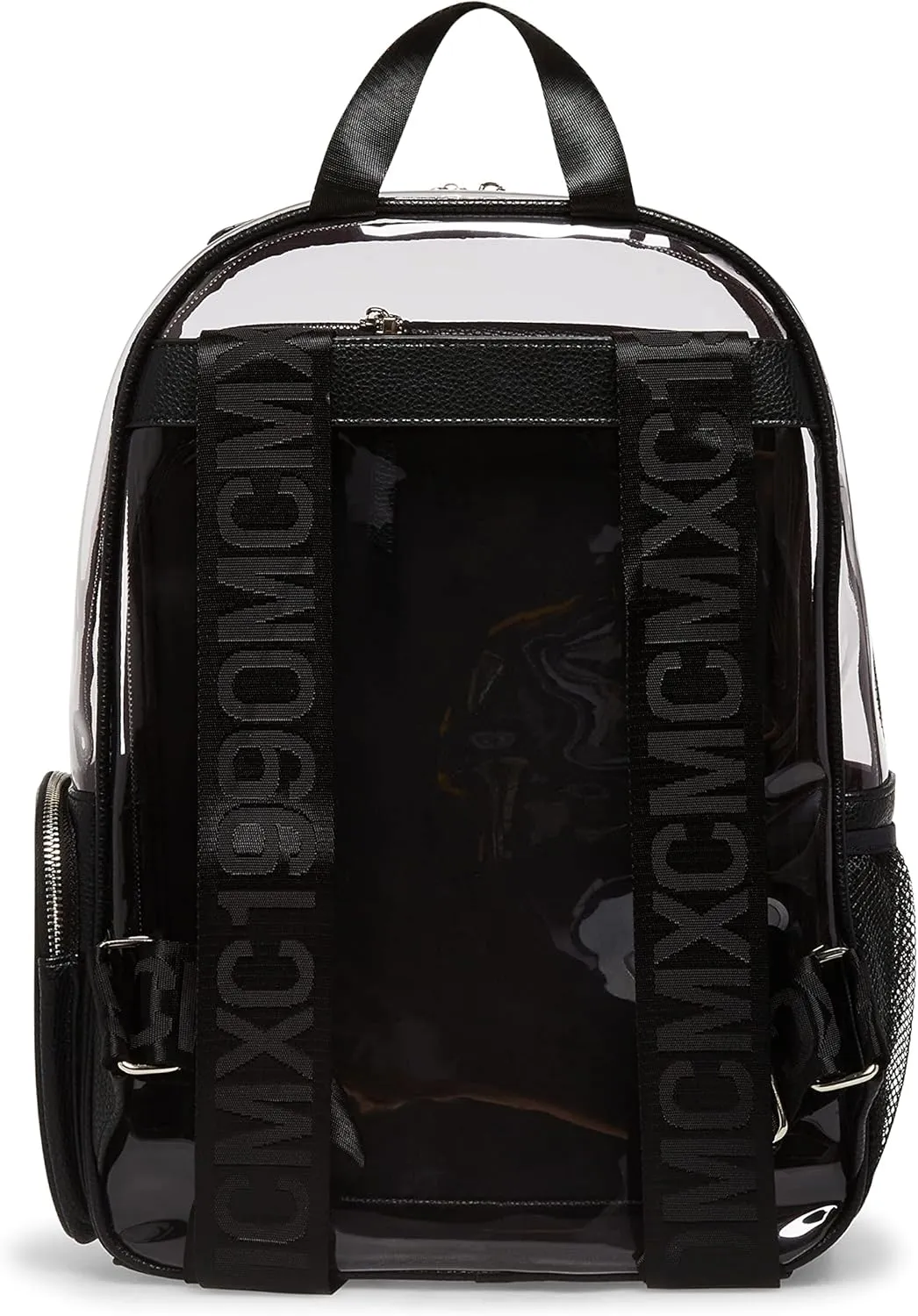 Steve Madden Women's Clear Backpack with Tech Pouch, Black, One Size