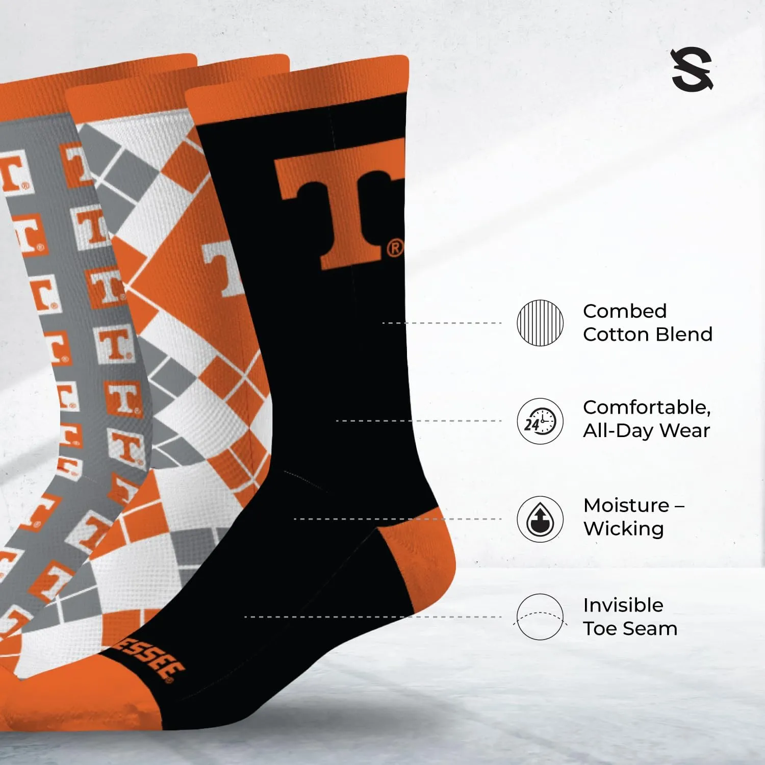 Strideline Mens NCAA Dress Socks- The Executive 3 Pack-One Size Fits Most