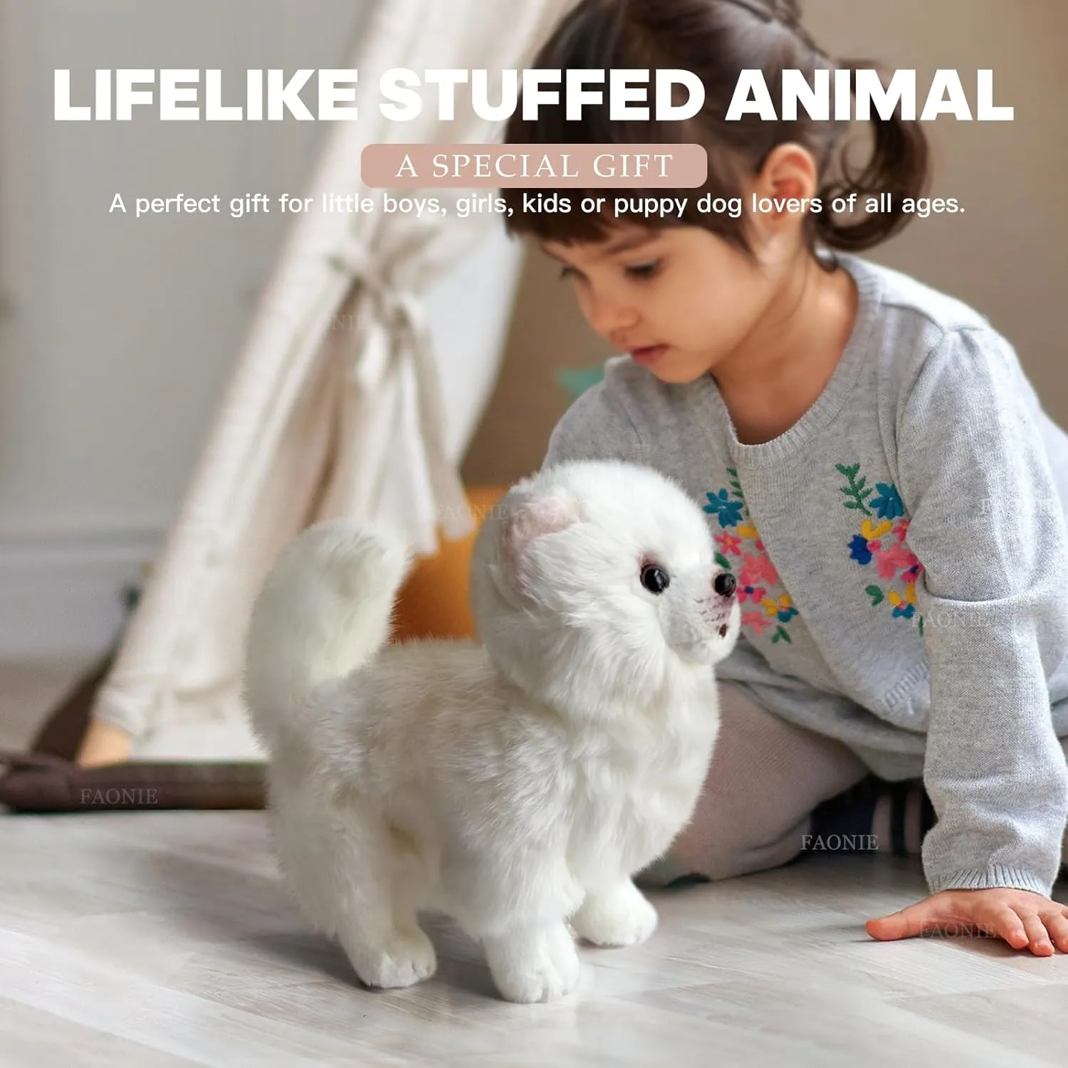 Stuffed Animal Dogs, Realistic Dog Plush, Lifelike Stuffed Animal,Companion Pet, Fluffy Stuffed Puppy Dog Toys for Gift (Pomeranian)