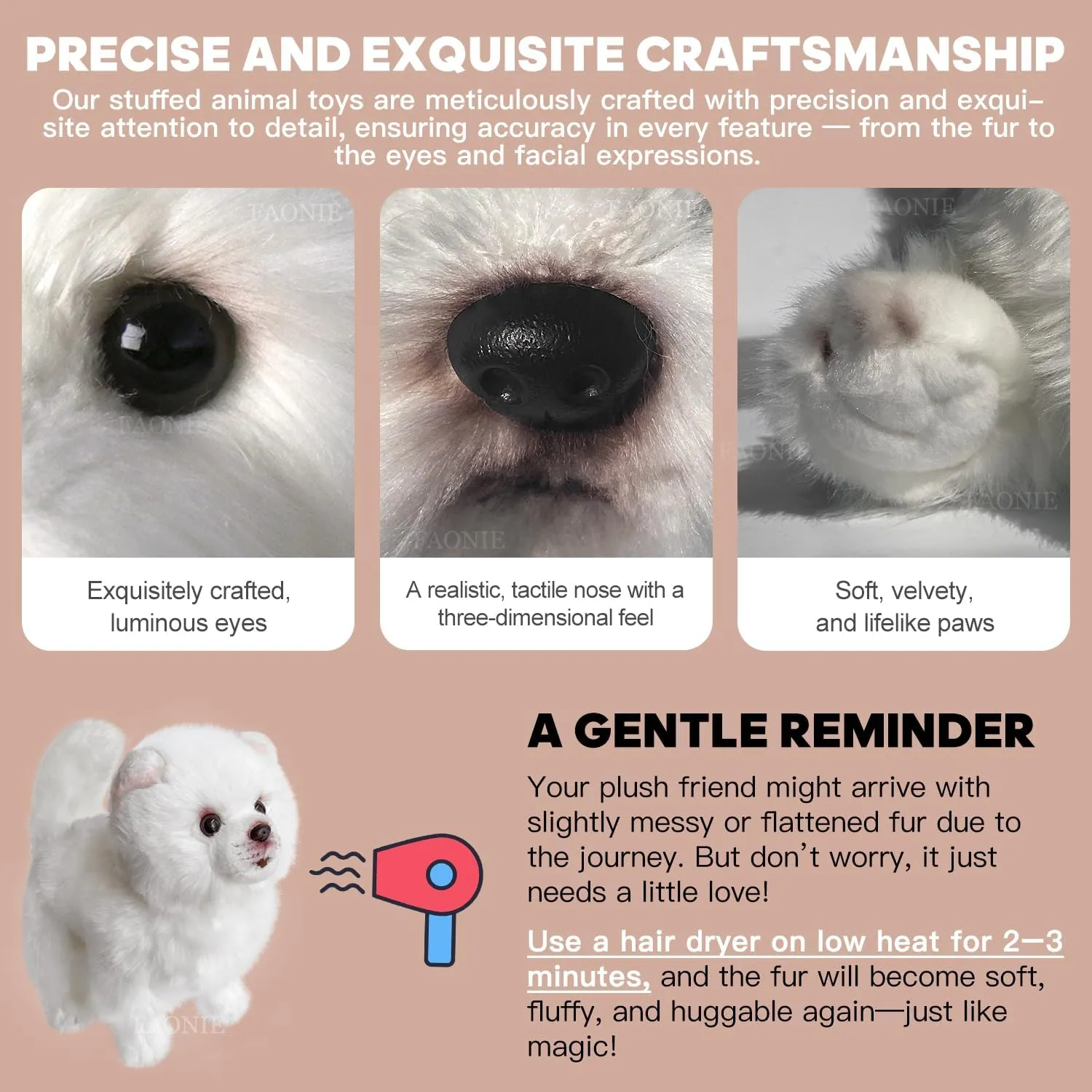 Stuffed Animal Dogs, Realistic Dog Plush, Lifelike Stuffed Animal,Companion Pet, Fluffy Stuffed Puppy Dog Toys for Gift (Pomeranian)
