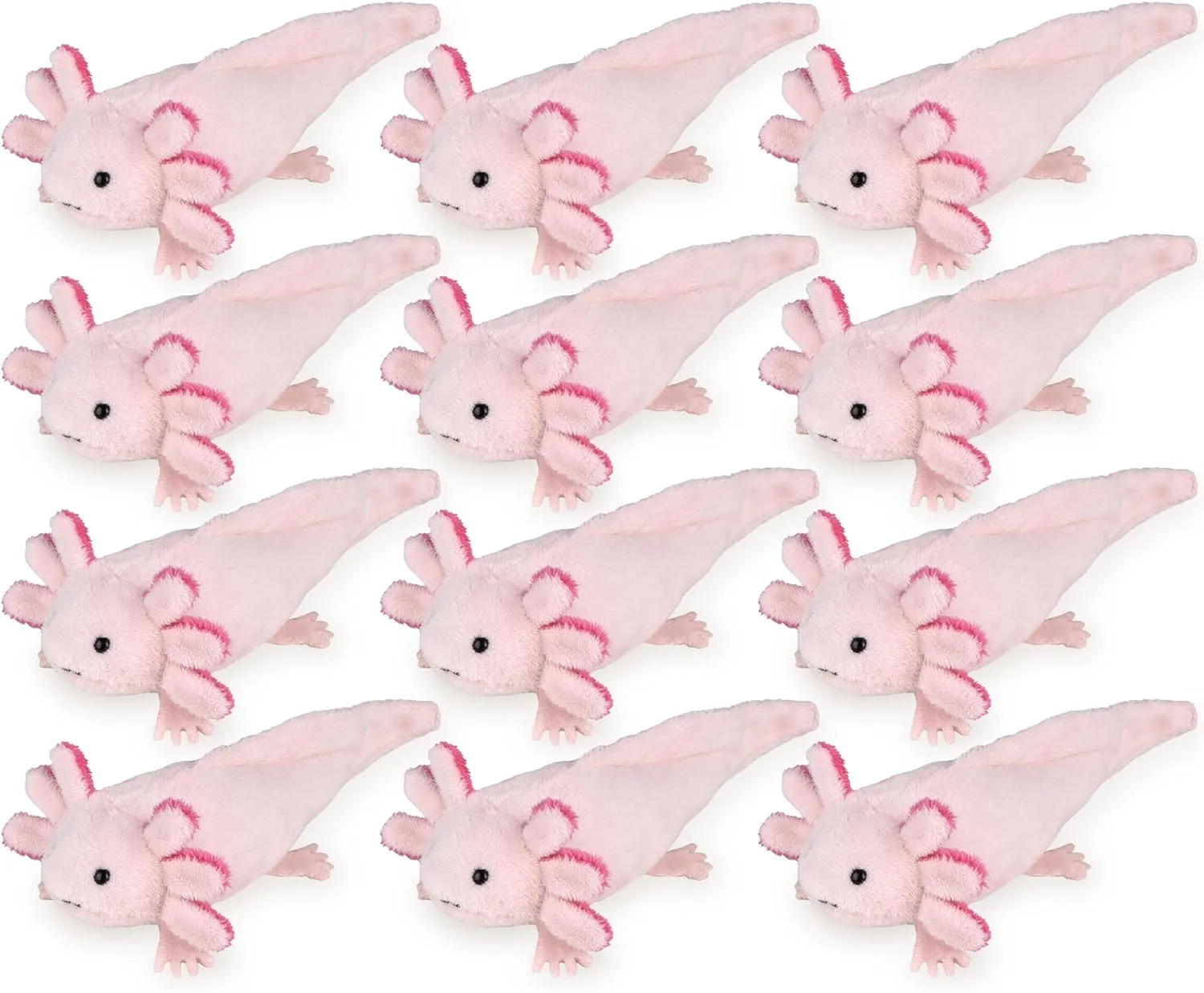 Stuffed Animal Mini Axolotl Plush Toys for Goody Bags, 12 Pack Stocking Stuffer for Kids, Axolotl Plush Figures for Party Favor, Classroom Treasure Box Prizes, Soft and Small Gifts for Boys and Girls