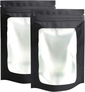 STUs 100 Pack Smell Proof Bags 4 x 6 Inch Resealable Stand-Up Mylar Bags with Clear Window Foil Pouch Bags Flat Bag Matte Black