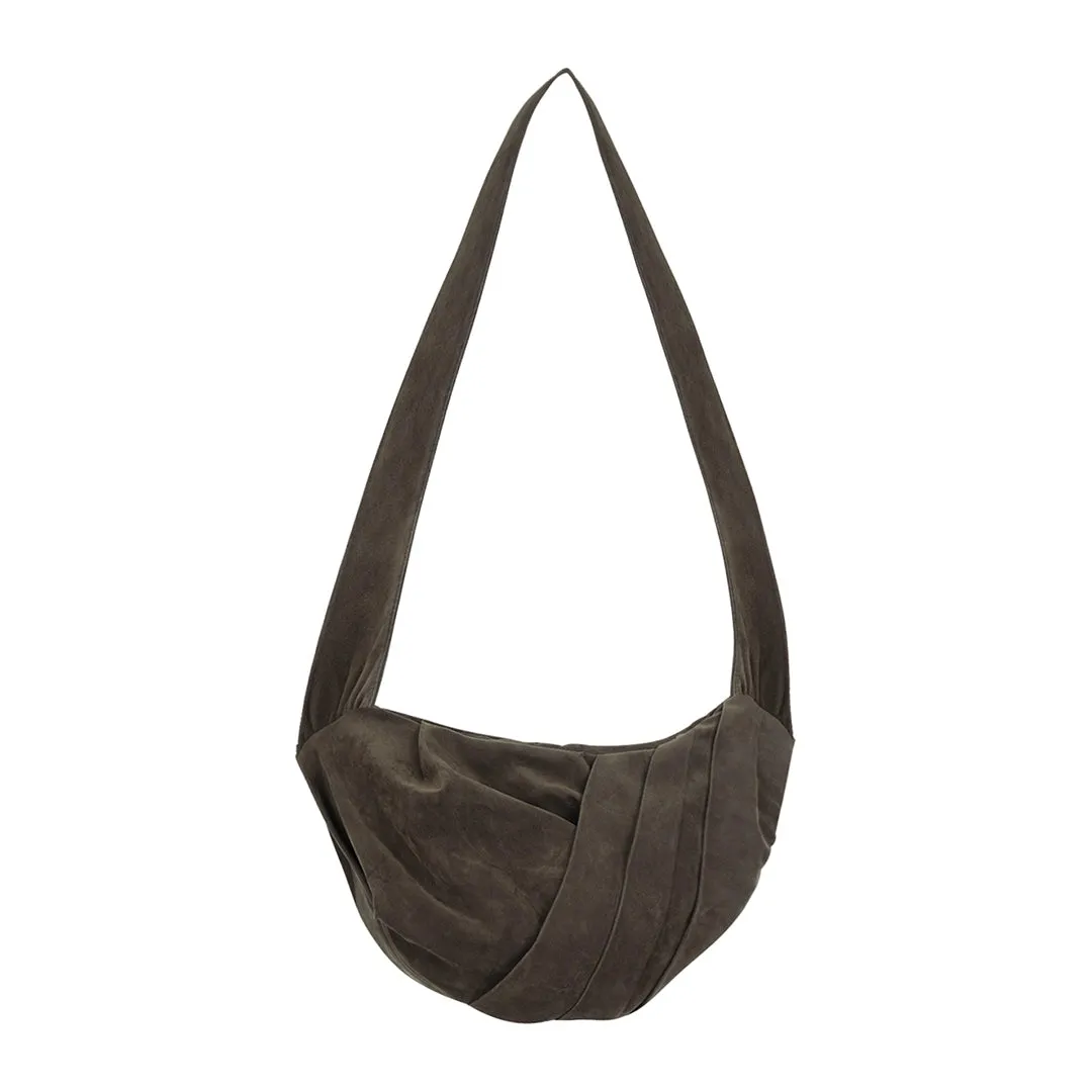 Suedette Pleated Crossbody Bag