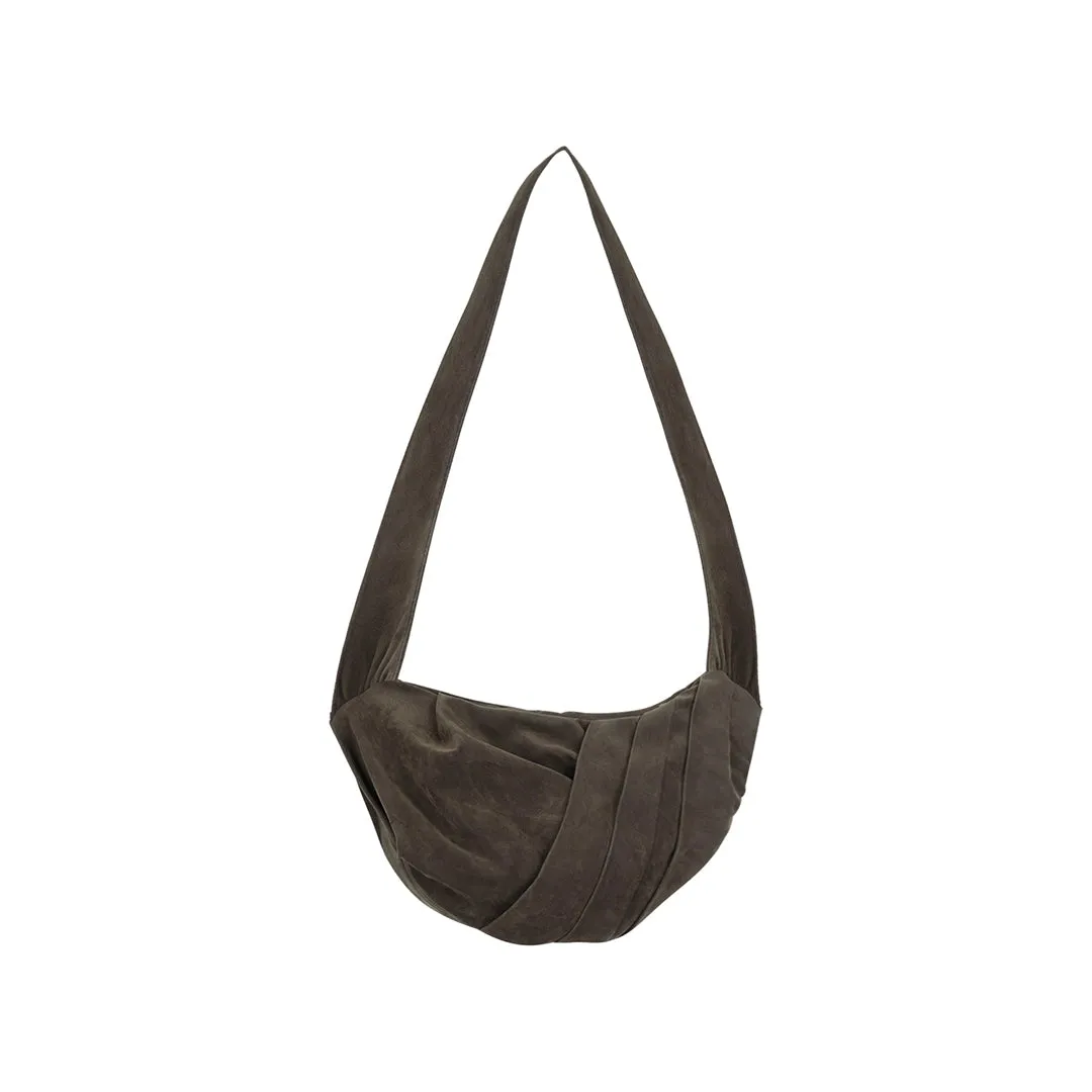 Suedette Pleated Crossbody Bag