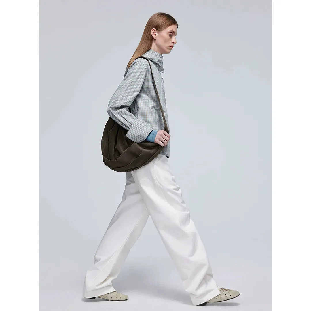 Suedette Pleated Crossbody Bag