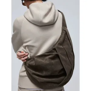 Suedette Pleated Crossbody Bag