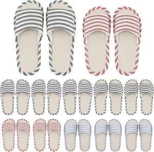 Suhine 12 Pairs House Slipper for Guests Open Toe Spa Slippers Non Slip Indoor Comfortable Breathable Home for Travel Guests Hotel Home Bedroom Unisex