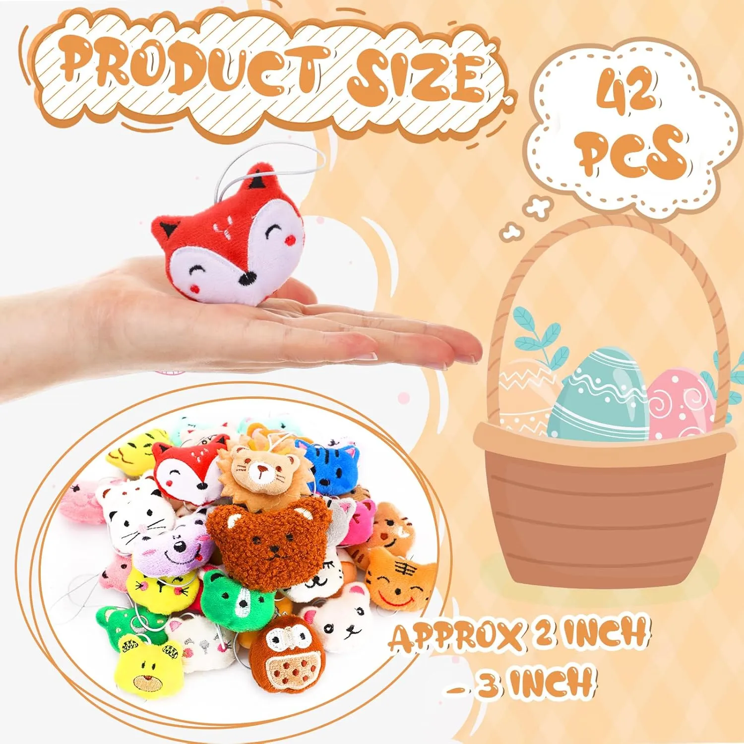 Sumind 42 Pcs Mini Stuffed Animals Toys Set Small Plush Keychain Decorations for Teacher Student Award, Carnival Prizes, Goodie Bags Filler, Christmas Valentine Easter Party Favors(Lovely Style)