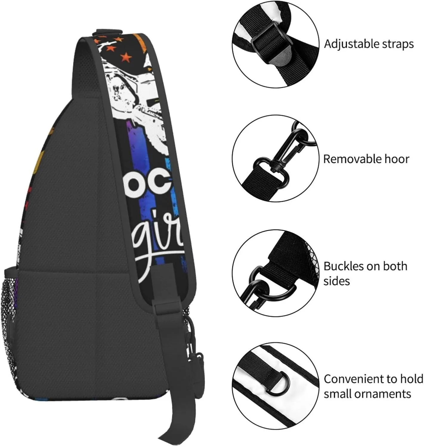 Sunflower American Flag Patriotic Sling Bag Adjustable Chest Bags Casual Crossbody Bag Travel Shoulder Backpack