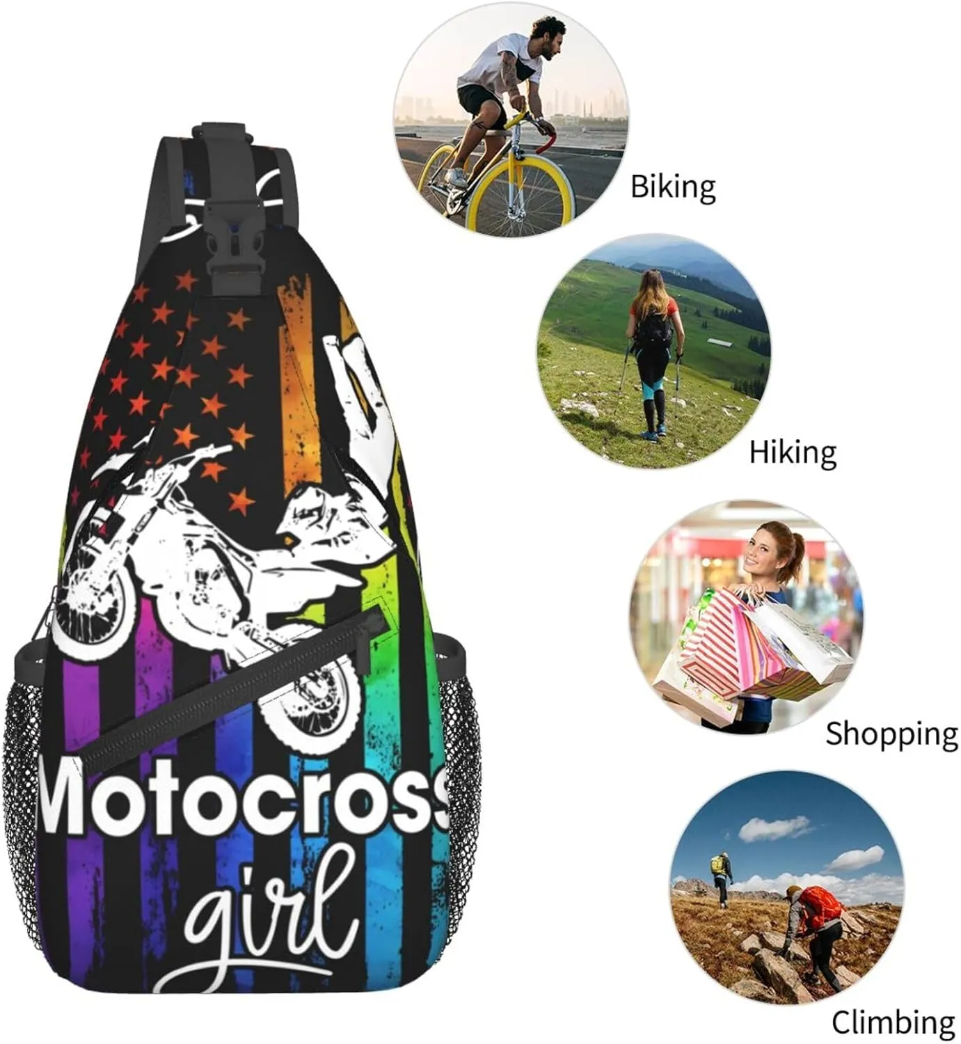 Sunflower American Flag Patriotic Sling Bag Adjustable Chest Bags Casual Crossbody Bag Travel Shoulder Backpack