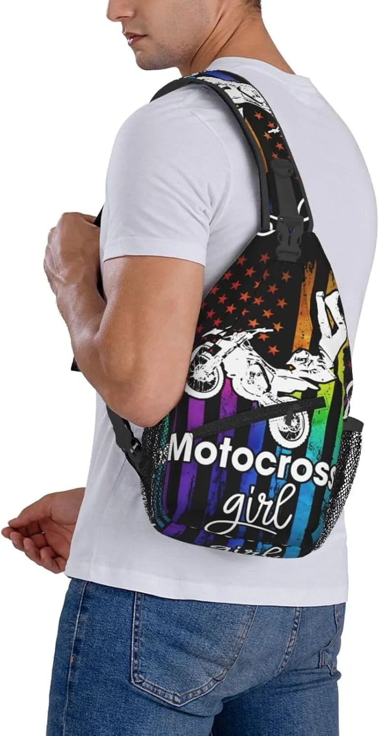 Sunflower American Flag Patriotic Sling Bag Adjustable Chest Bags Casual Crossbody Bag Travel Shoulder Backpack