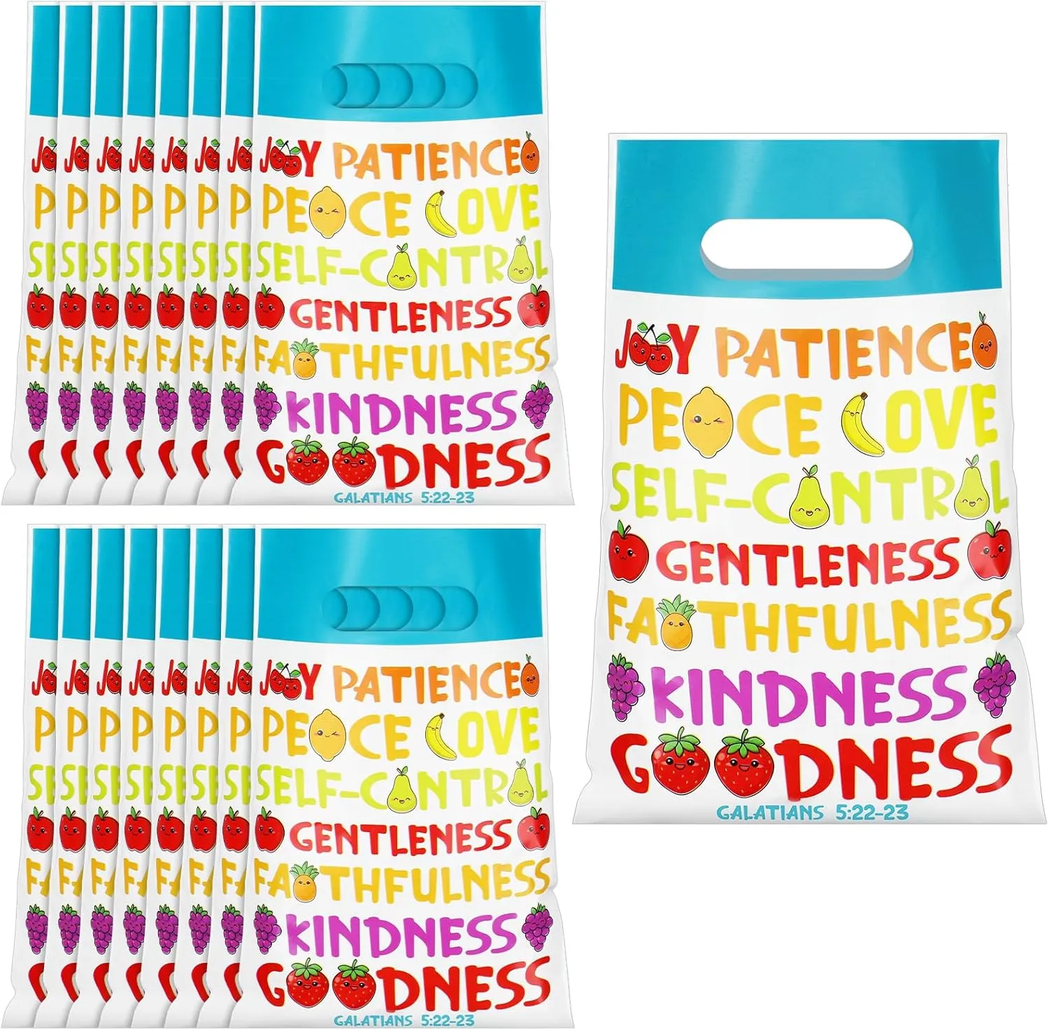 Supervitae 90 Pcs Fruit of The Spirit Goody Bags Bulk Christian Religious Gift Bags Novelty Supplies for Church VBS Sunday School