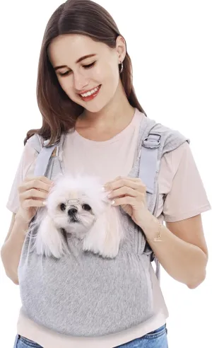 Supet Dog Sling Carrier for Small Dogs, Anti-Anxiety Hands Free Cat Sling Carrier, Soft Cotton Front Facing Dog Carrier, Adjustable Swaddle Wrap, Reducing Back Neck Pain(Regular, Gray)