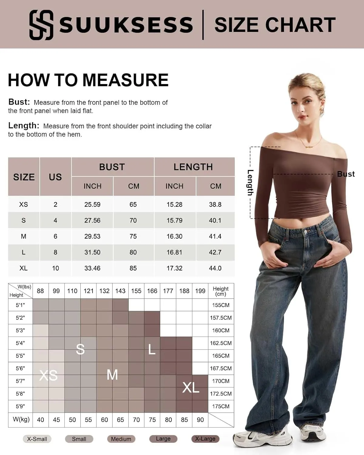 SUUKSESS Women Off Shoulder Double Lined Long Sleeve Shirts Basic Going Out Tops