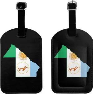 SVG Flag Map of Chaco Luggage Tags for Suitcases PU Leahter Luggage Tag with Privacy Protection Bag Tags Cute Women Men Travel Bag Luggage Accessories