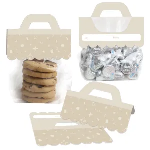 Tan Confetti Stars - DIY Simple Party Clear Goodie Favor Bag Labels - Candy Bags with Toppers - Set of 24
