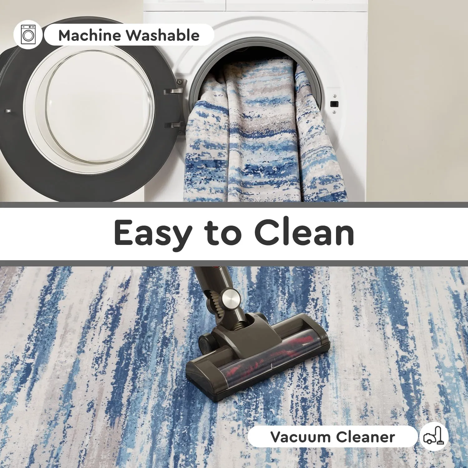 tchdio 5x7 Area Rugs for Living Room, Machine Washable Rug Modern Abstract Area Rug, Non Slip Rugs for Bedroom Rug, Soft Indoor Carpet for Living Room Office Dorm, Blue