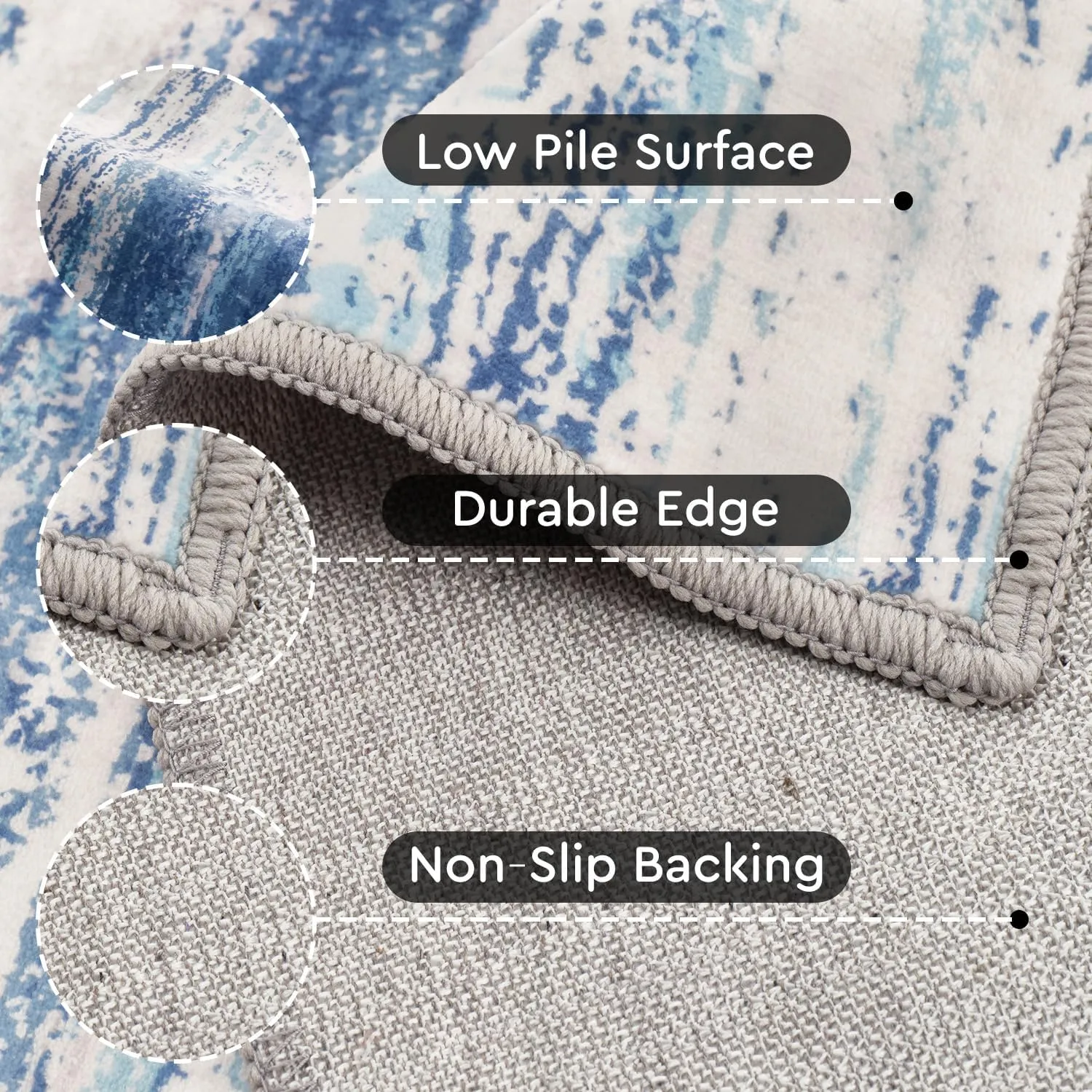 tchdio 5x7 Area Rugs for Living Room, Machine Washable Rug Modern Abstract Area Rug, Non Slip Rugs for Bedroom Rug, Soft Indoor Carpet for Living Room Office Dorm, Blue