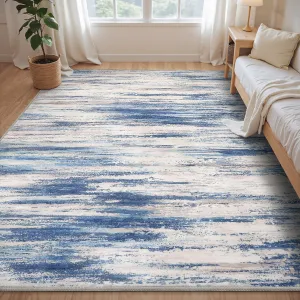 tchdio 5x7 Area Rugs for Living Room, Machine Washable Rug Modern Abstract Area Rug, Non Slip Rugs for Bedroom Rug, Soft Indoor Carpet for Living Room Office Dorm, Blue