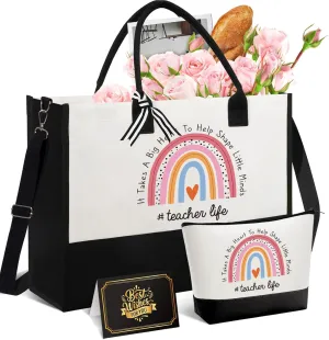 Teacher Appreciation Gifts for Women, Best Unique Ideas from Students, Funny Retirement Graduation Thank You Gifts for Teacher w/Tote Bag, Back to School, Birthday, Christmas