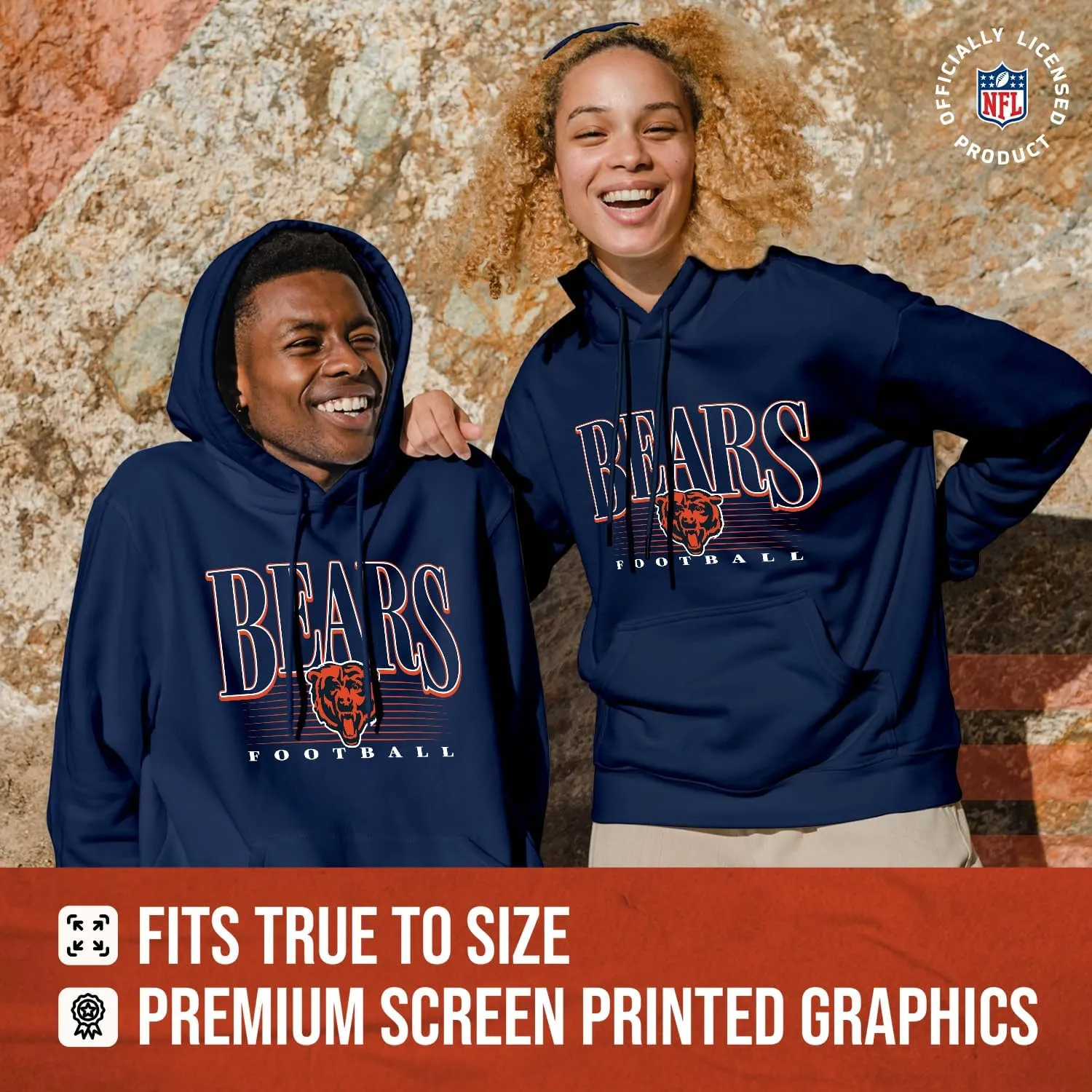 Team Fan Apparel NFL Adult Unisex Overtime Blueprint Soft Fleece Hooded Sweatshirt, Officially Licensed Football Hoodie!
