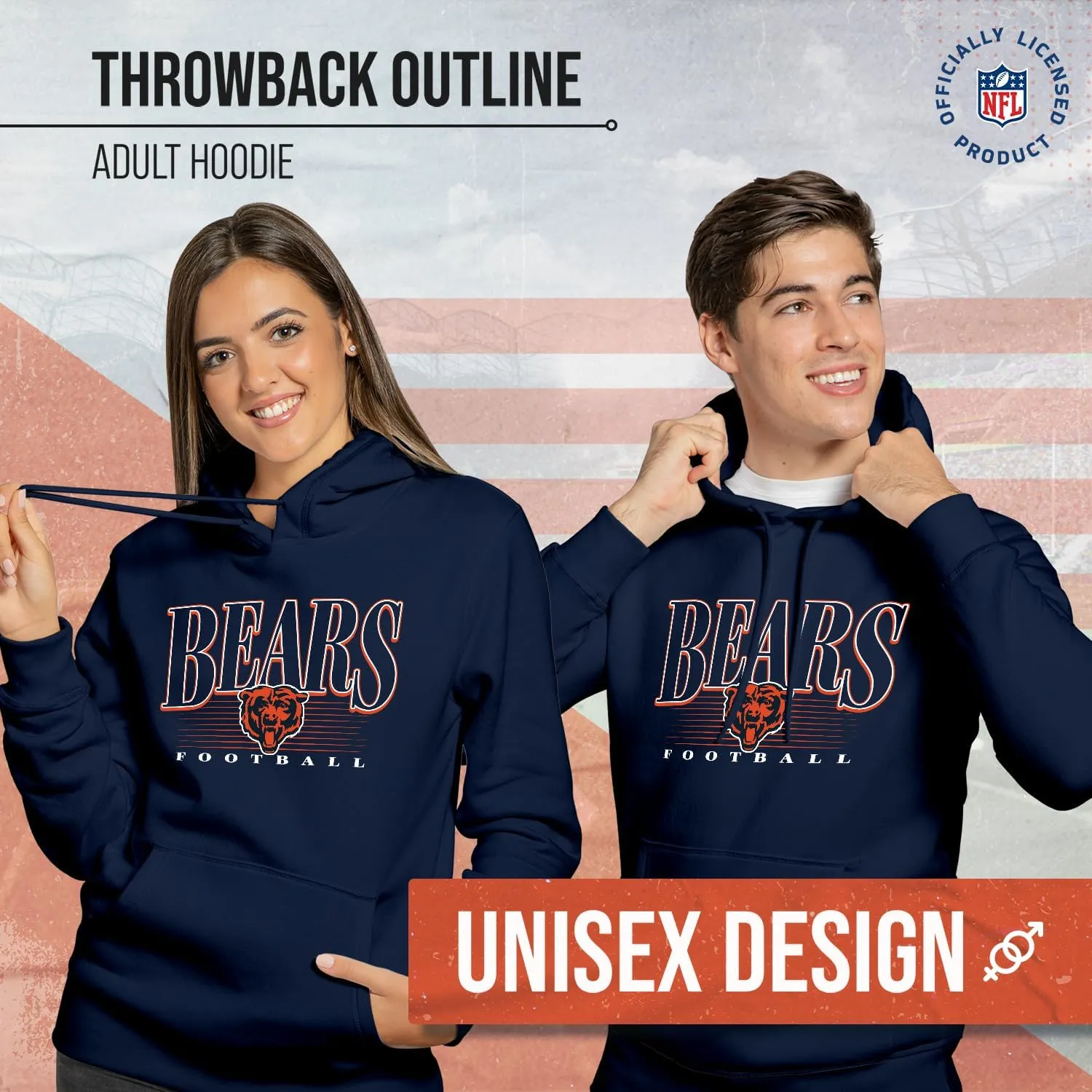 Team Fan Apparel NFL Adult Unisex Overtime Blueprint Soft Fleece Hooded Sweatshirt, Officially Licensed Football Hoodie!