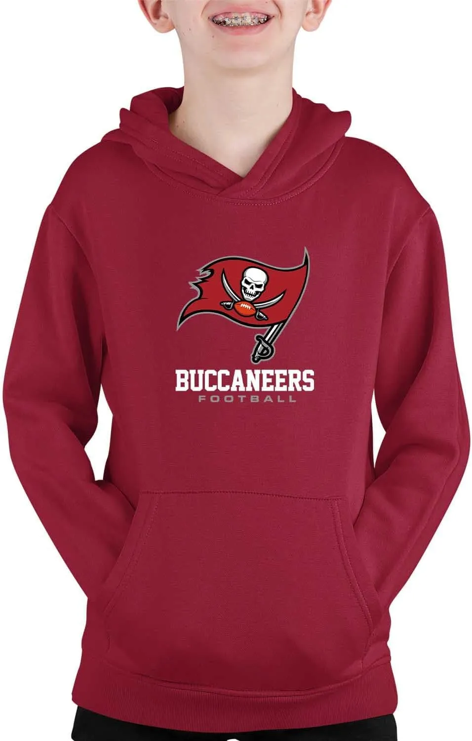 Team Fan Apparel Youth NFL Ultimate Fan Logo Fleece Hooded Sweatshirt -Tagless Football Pullover for Kids - Officially
