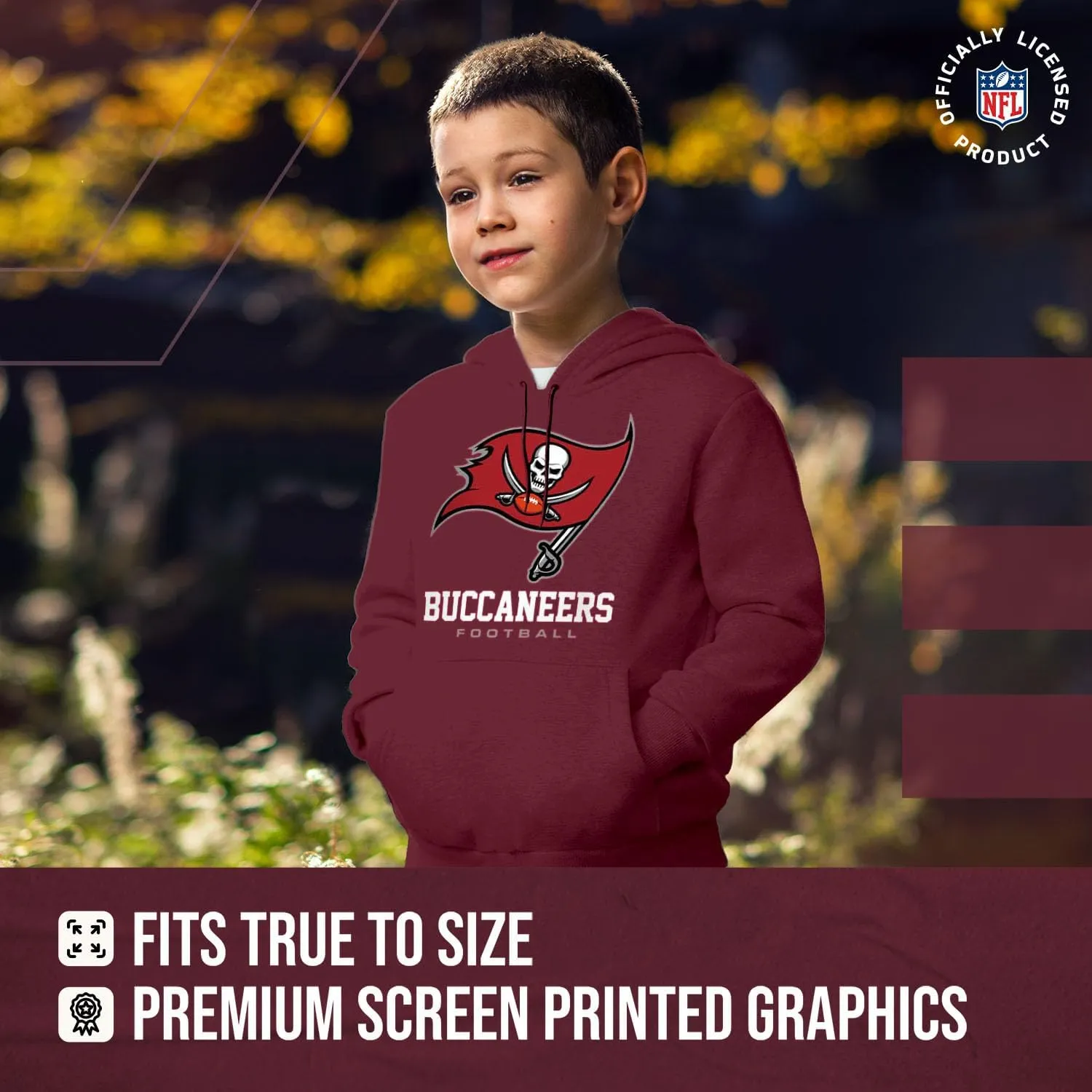 Team Fan Apparel Youth NFL Ultimate Fan Logo Fleece Hooded Sweatshirt -Tagless Football Pullover for Kids - Officially