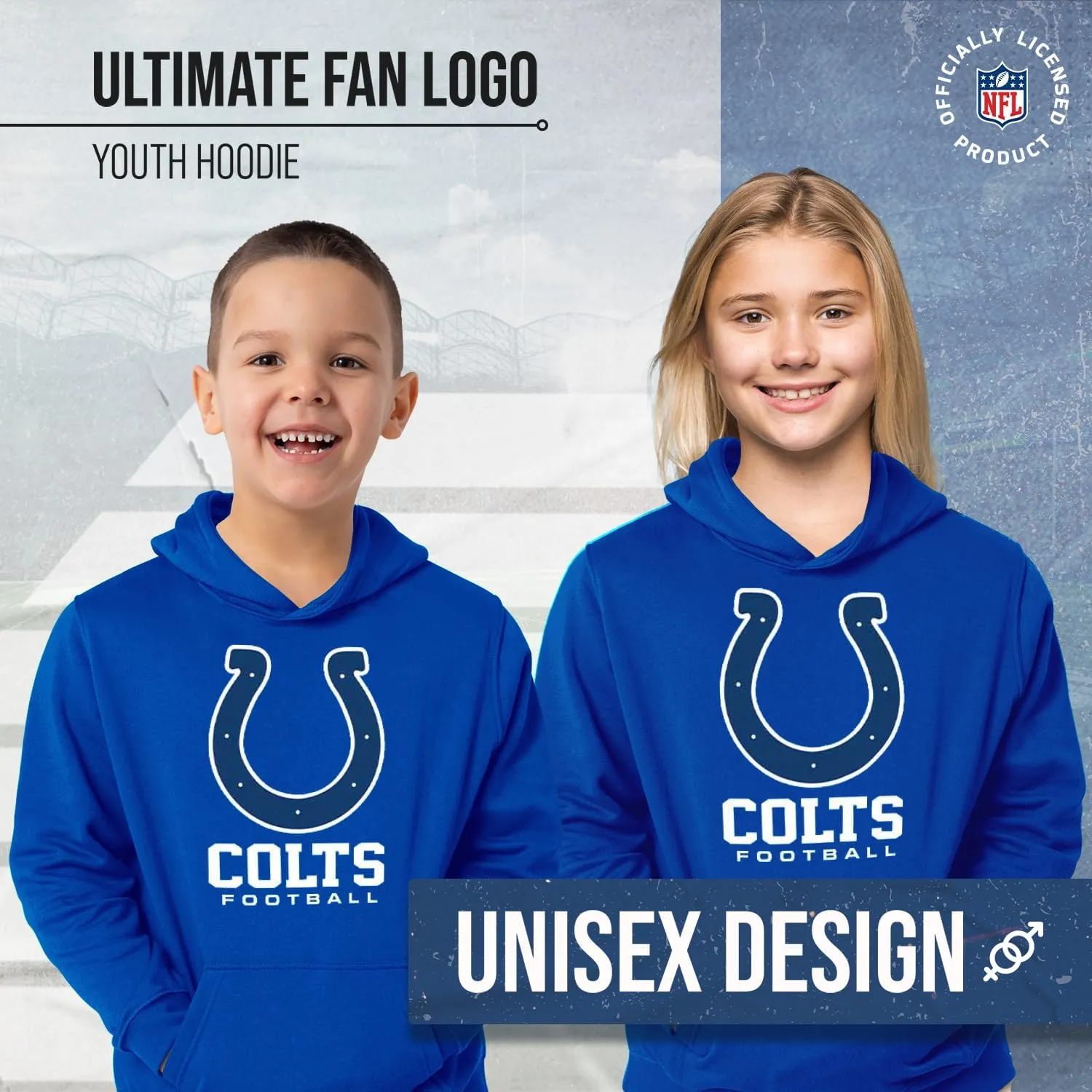 Team Fan Apparel Youth NFL Ultimate Fan Logo Fleece Hooded Sweatshirt -Tagless Football Pullover for Kids - Officially