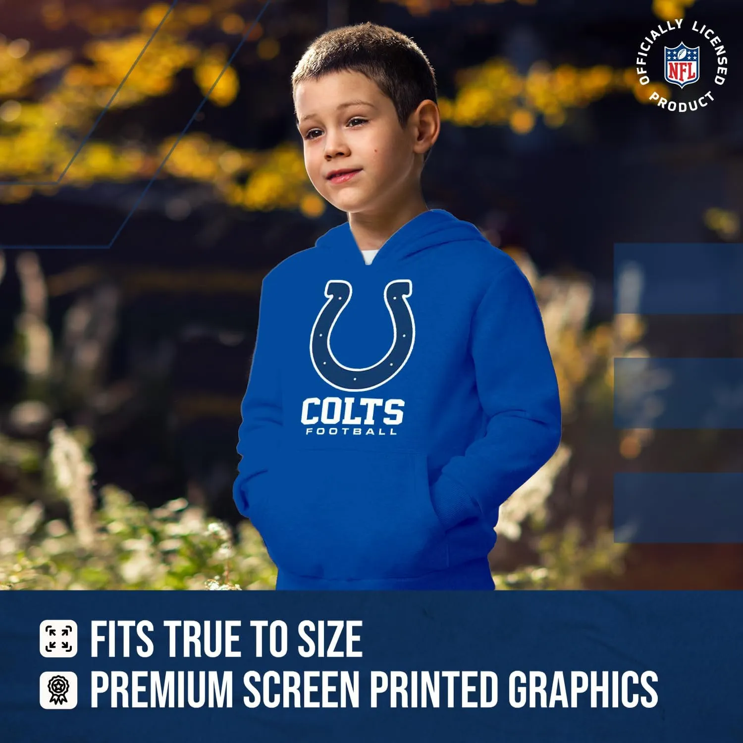 Team Fan Apparel Youth NFL Ultimate Fan Logo Fleece Hooded Sweatshirt -Tagless Football Pullover for Kids - Officially