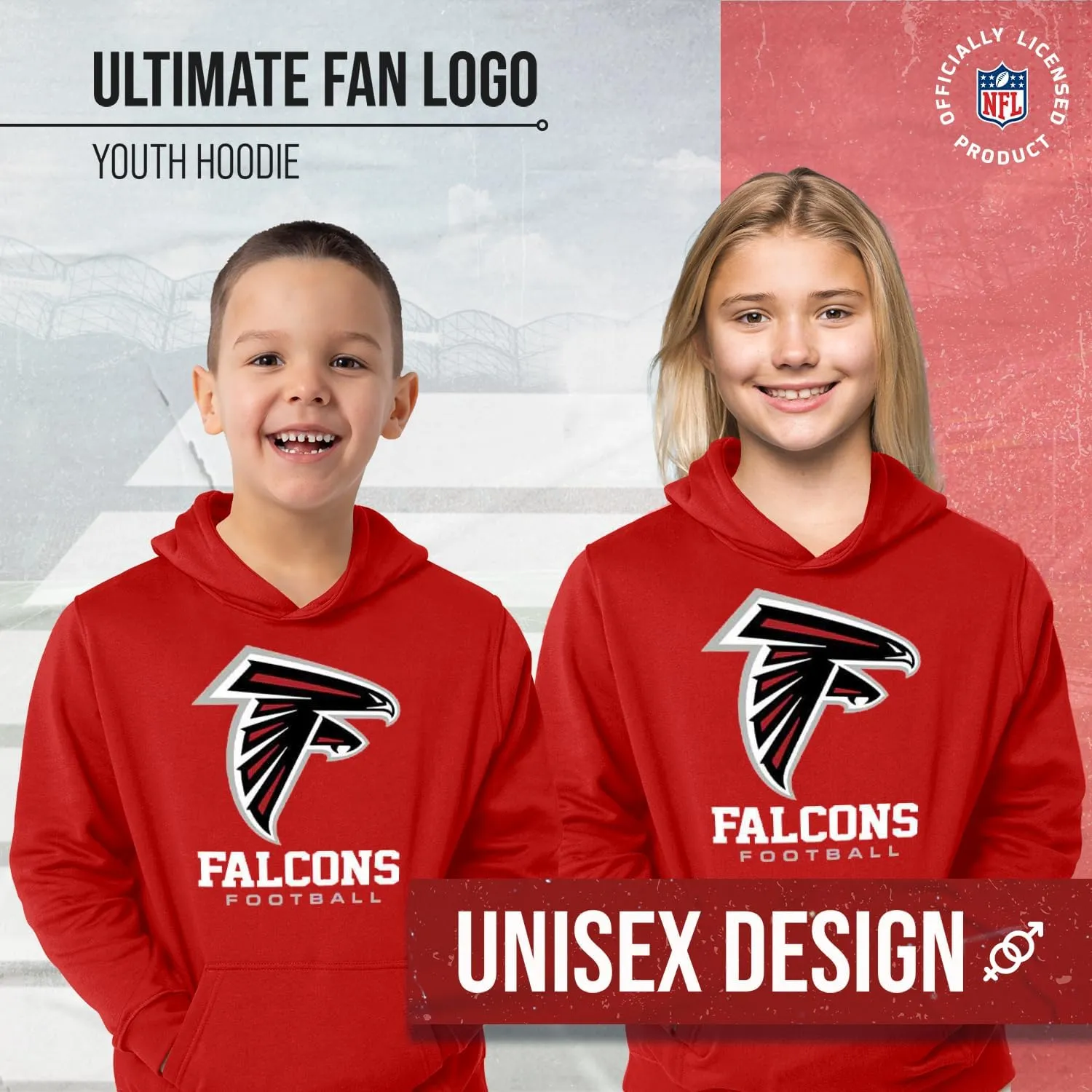 Team Fan Apparel Youth NFL Ultimate Fan Logo Fleece Hooded Sweatshirt -Tagless Football Pullover for Kids - Officially