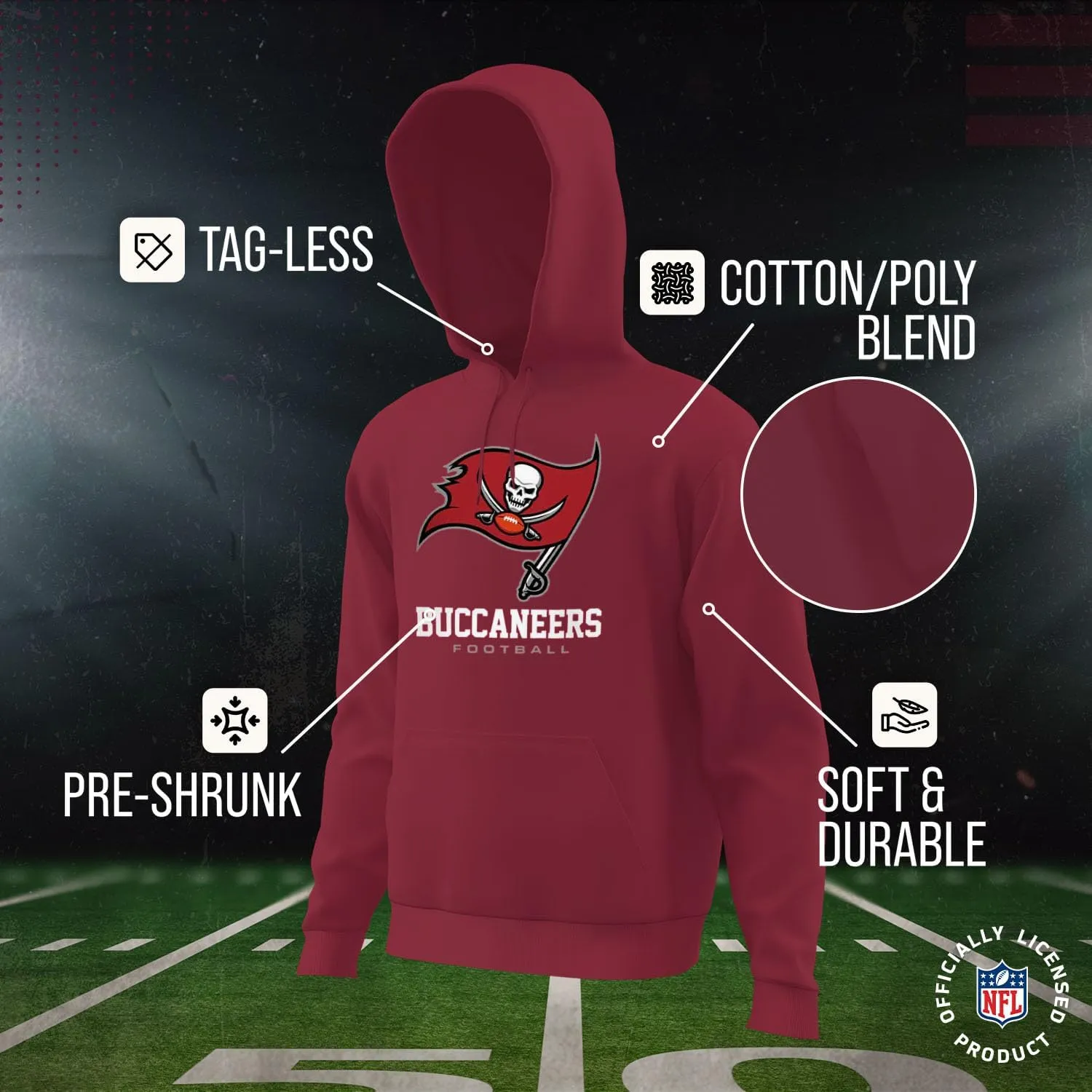 Team Fan Apparel Youth NFL Ultimate Fan Logo Fleece Hooded Sweatshirt -Tagless Football Pullover for Kids - Officially