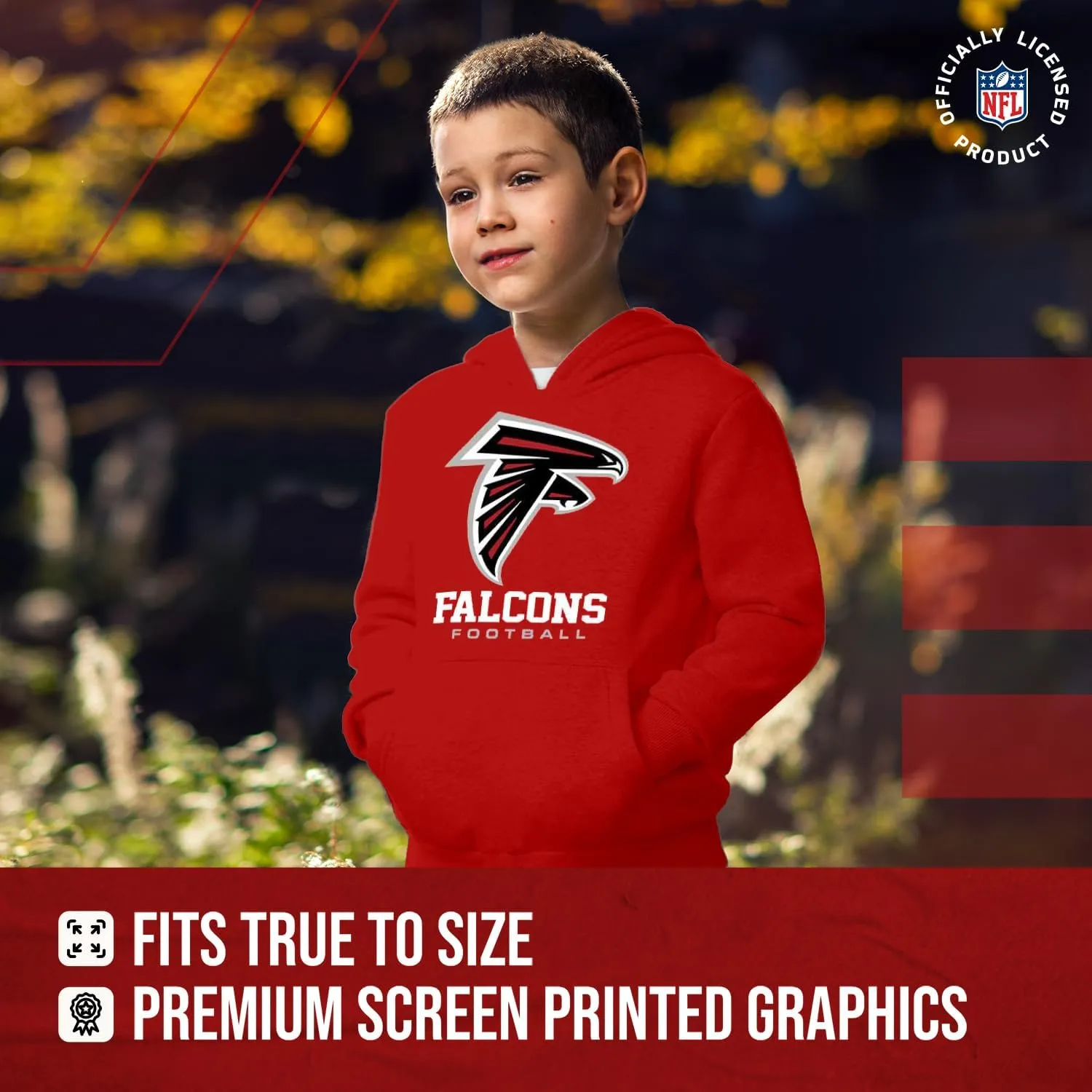 Team Fan Apparel Youth NFL Ultimate Fan Logo Fleece Hooded Sweatshirt -Tagless Football Pullover for Kids - Officially