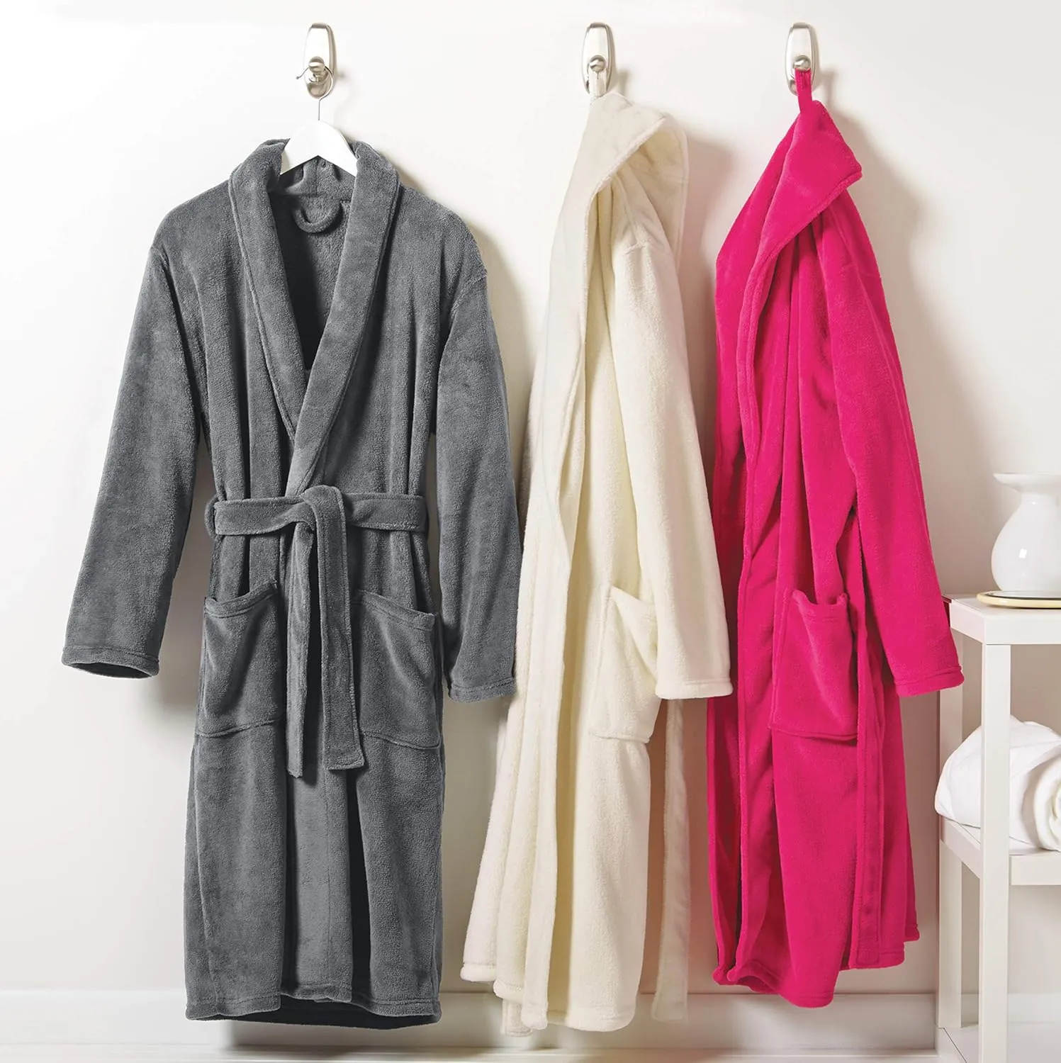 TEEAMORE Personalized Embroidered Robes Custom Monogrammed Plush Microfleece Bathrobes