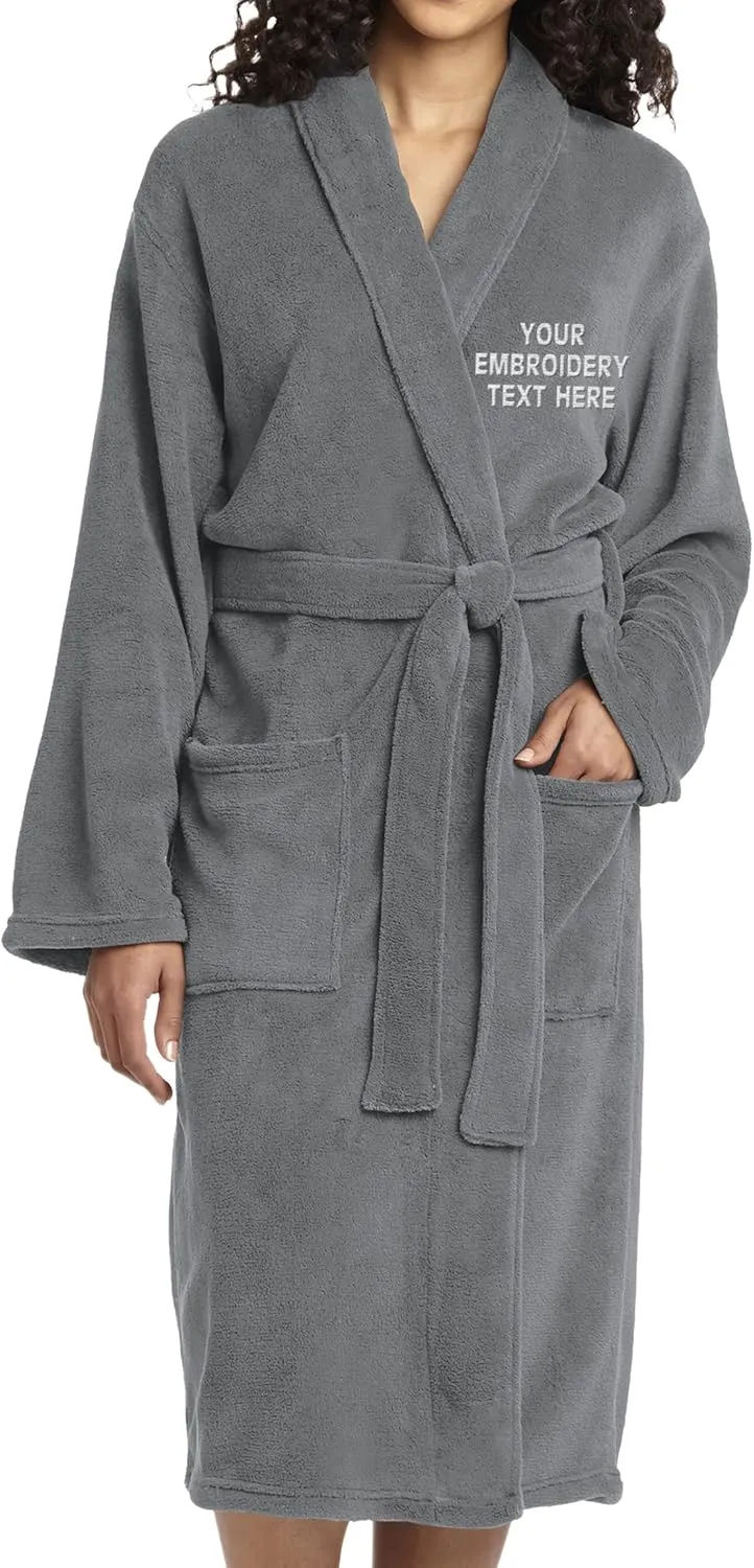 TEEAMORE Personalized Embroidered Robes Custom Monogrammed Plush Microfleece Bathrobes