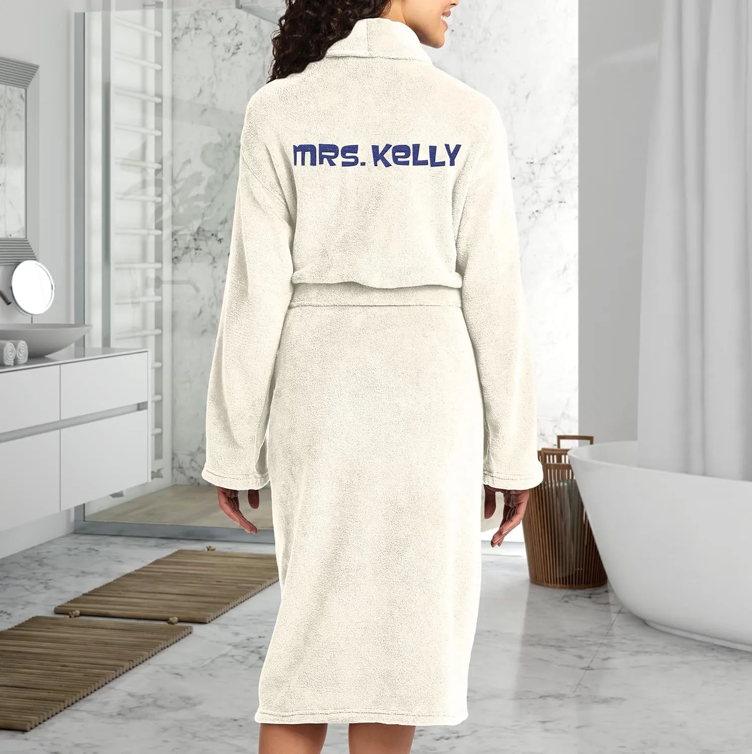 TEEAMORE Personalized Embroidered Robes Custom Monogrammed Plush Microfleece Bathrobes