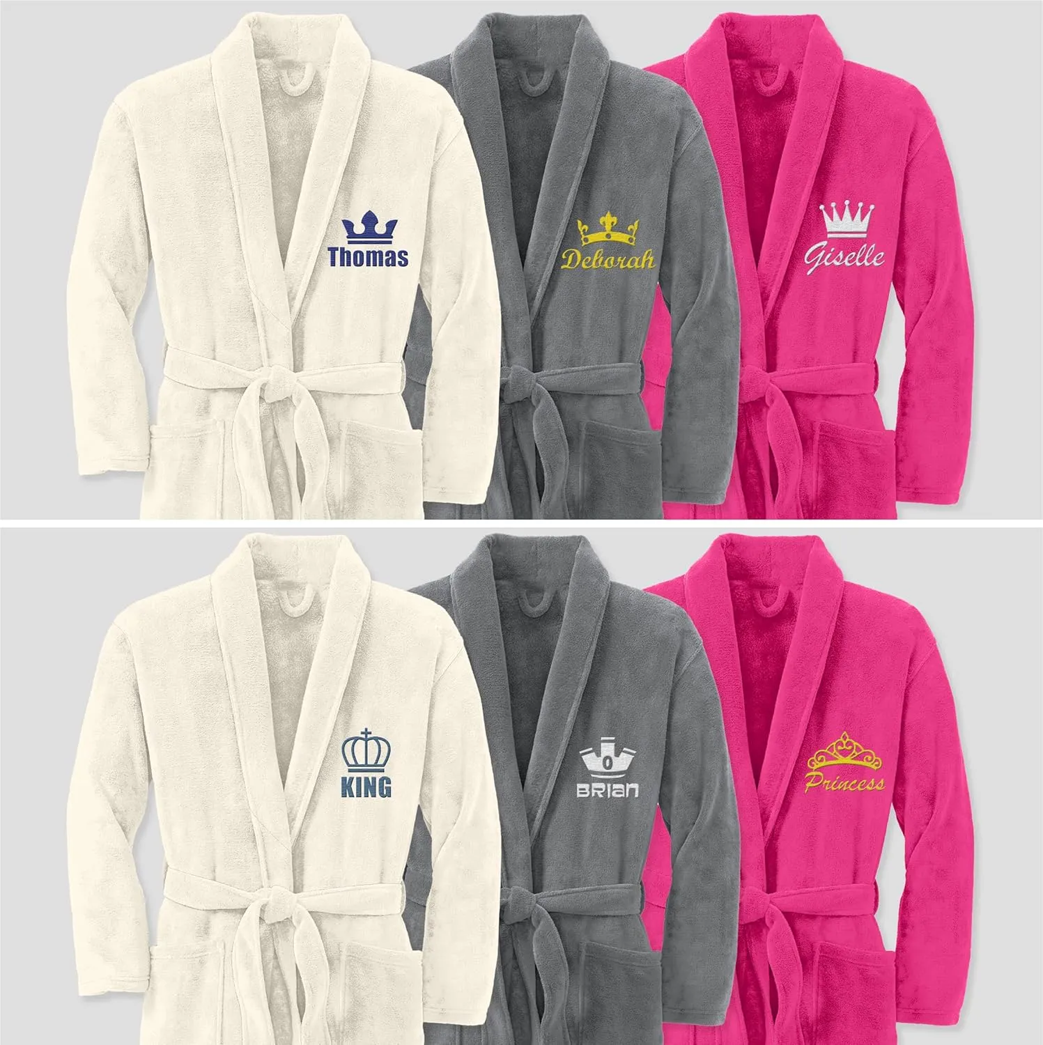 TEEAMORE Personalized Embroidered Robes Custom Monogrammed Plush Microfleece Bathrobes