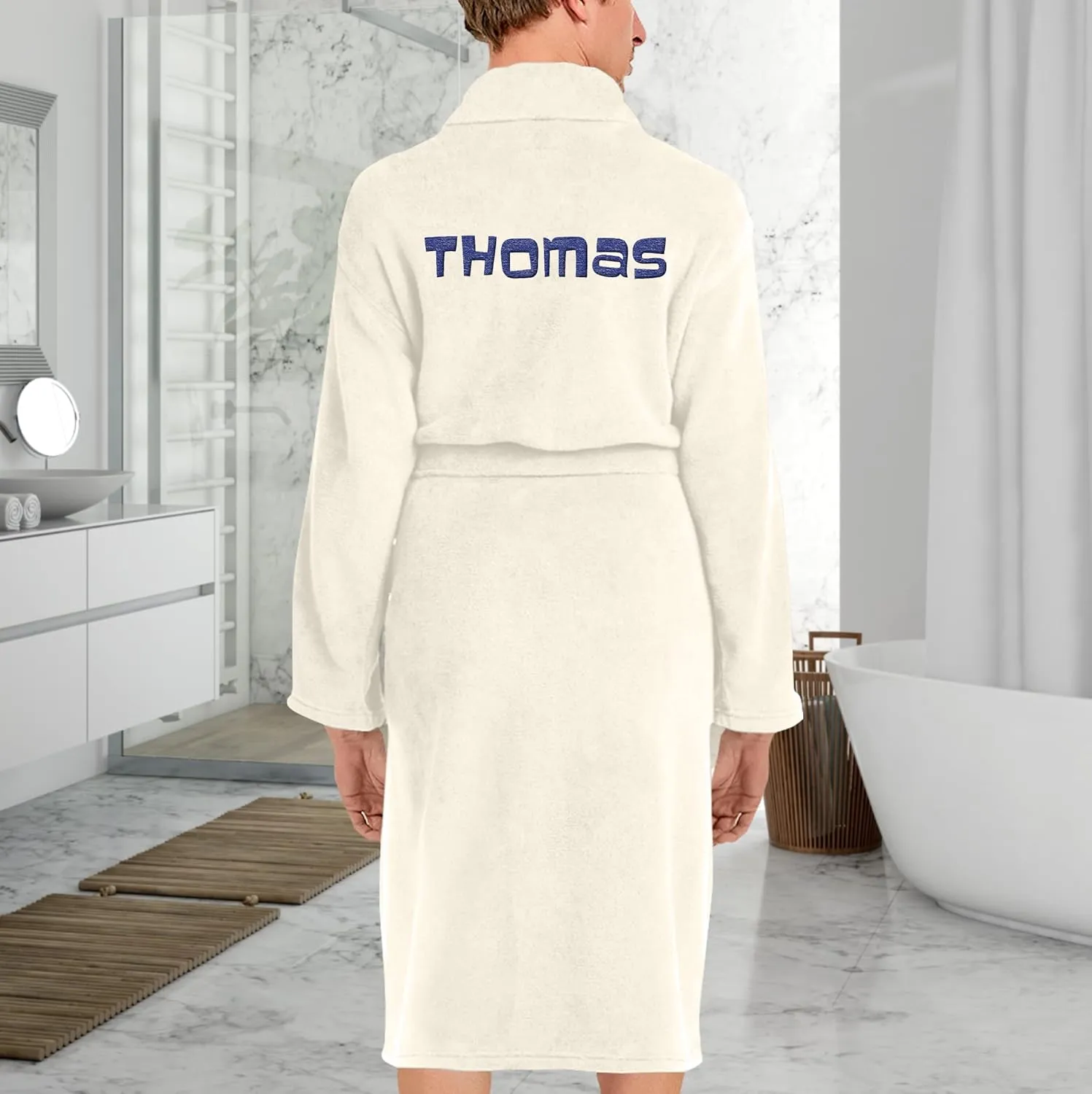 TEEAMORE Personalized Embroidered Robes Custom Monogrammed Plush Microfleece Bathrobes