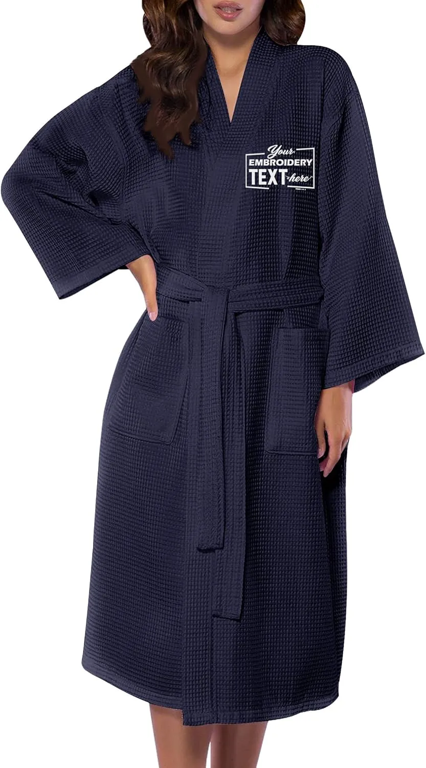 TEEAMORE Personalized Embroidered Waffle Kimono Robes Anniversary Wedding Honeymoon Spa Bathrobe