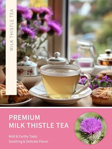 TeeLux Milk Thistle Tea Bags, 3g/bag, Natural Milk Thistle Seed Tea, Mild & Mellow Taste, Caffeine Free, 60 Count