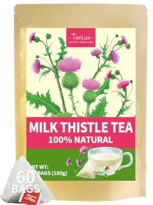 TeeLux Milk Thistle Tea Bags, 3g/bag, Natural Milk Thistle Seed Tea, Mild & Mellow Taste, Caffeine Free, 60 Count