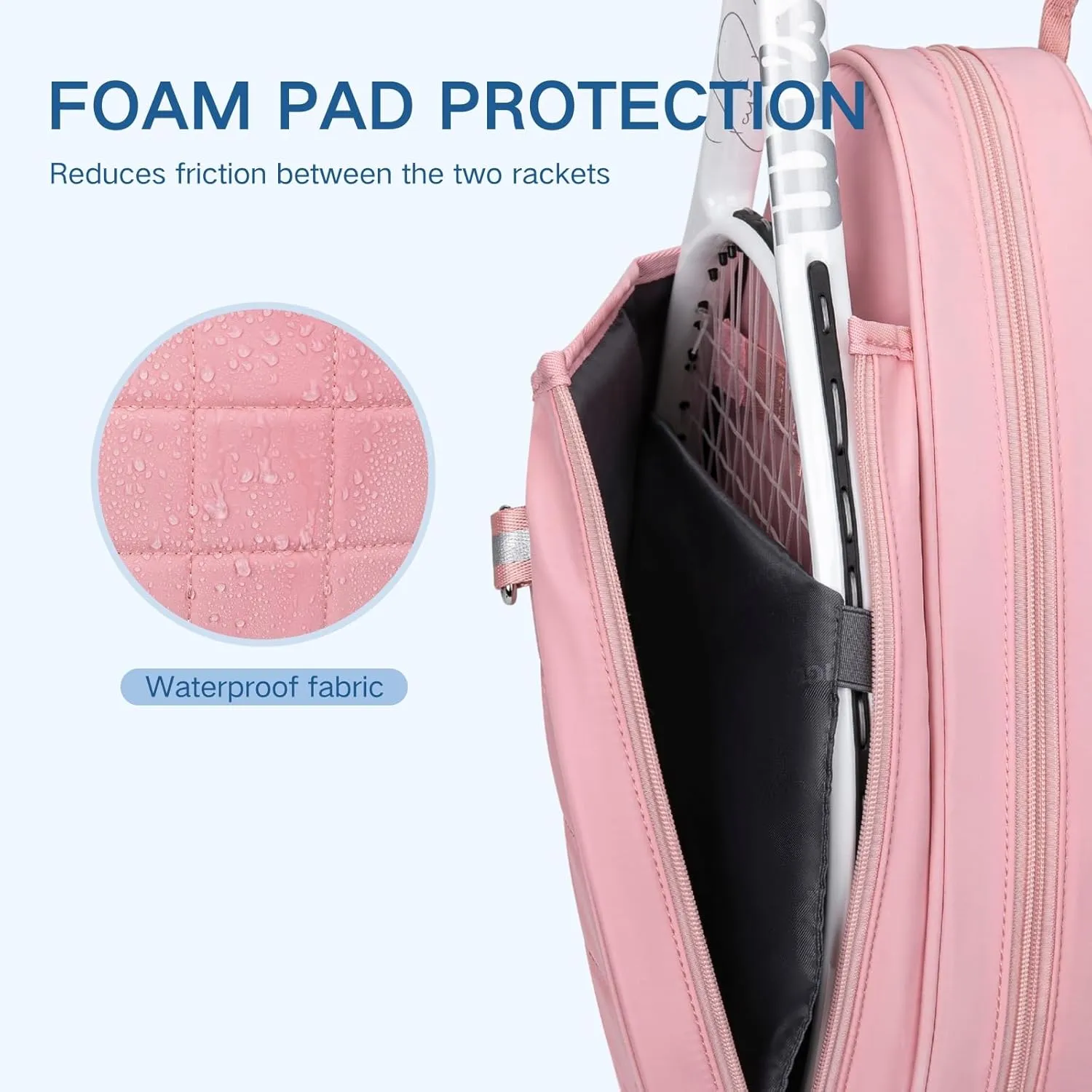 Tennis Bag, Quilted Tennis Backpack Holds 2 Rackets, Waterproof Crossbody Sling Pickleball Bags for Women, Men and Youth