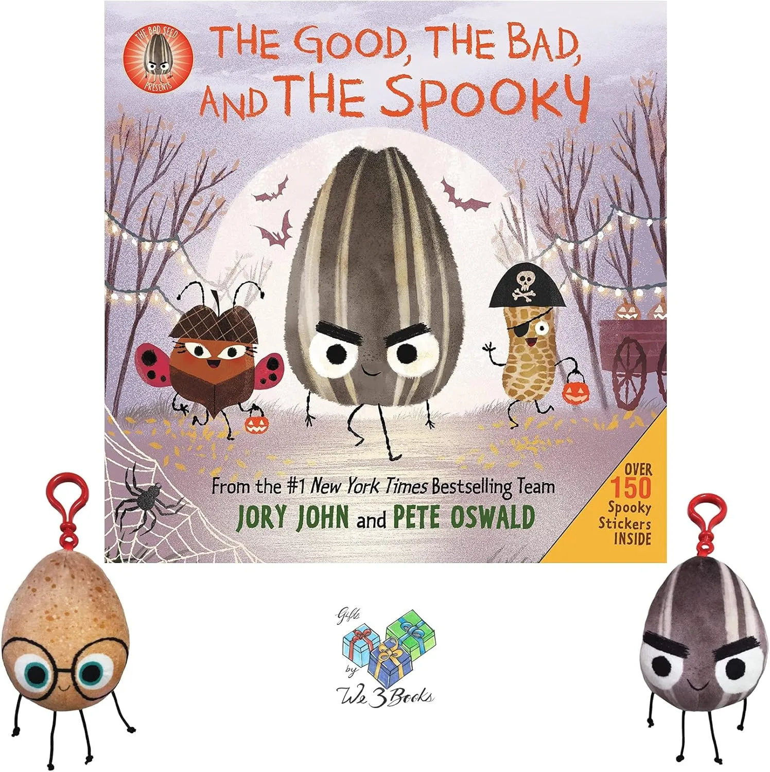 The Bad Seed Presents The Good, The Bad, and The Spooky by Jory John Halloween Sticker Book with The Good Egg/Bad Seed Plush Backpack Pull (an Educational Gift Set of Creative Thinking)