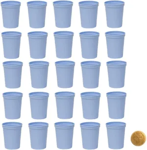 THE MARDI GRAS KREWE Plastic Party Cups, Pack of 25, Blank 16 oz Stadium Cups (Baby Blue)