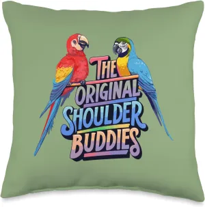 The Original Shoulder Buddies Parrot Macaw Pet Bird Lovers Throw Pillow, 16x16, Multicolor